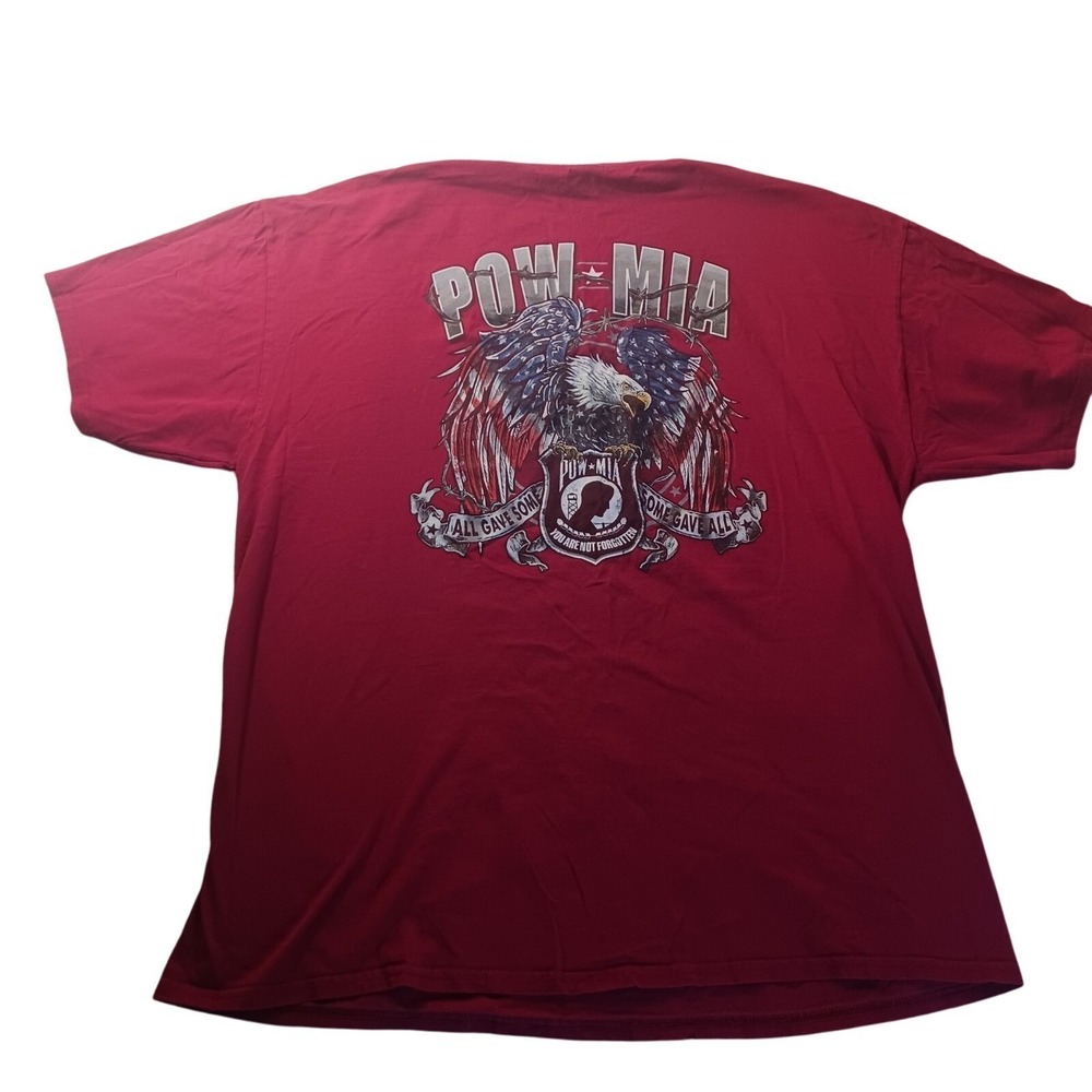 Fruit of the Loom POW-MIA VFW Post 470 Mens XL Red Graphic Tee Patriotic Shirt